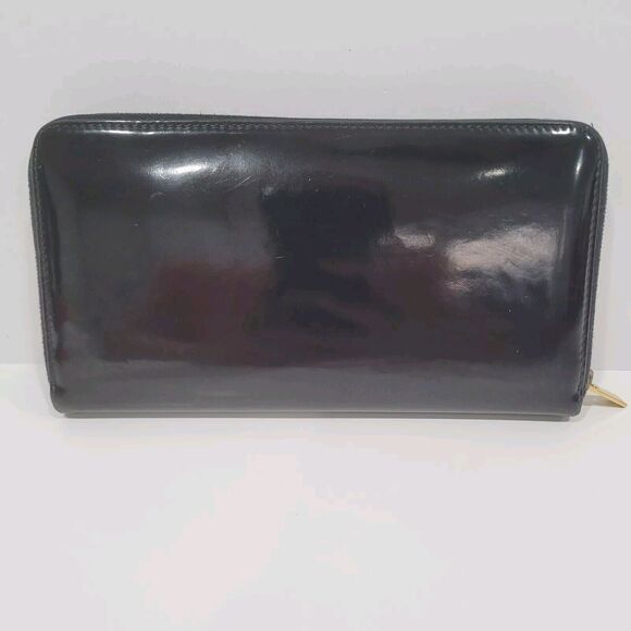 Celine Wallet Patent Leather Black Clutch Large Zip Around Multifunction Designe - Picture 2 of 9